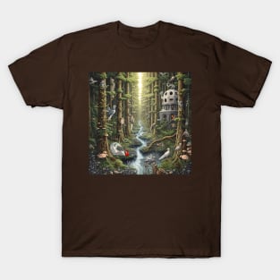 Enchanted Fantasy Mushroom Forest with Doorway T-Shirt